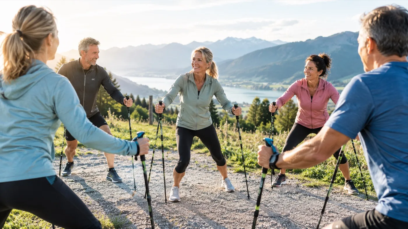 Nordic-Walking-Gruppe von IN MOTION unterwegs in Liechtenstein